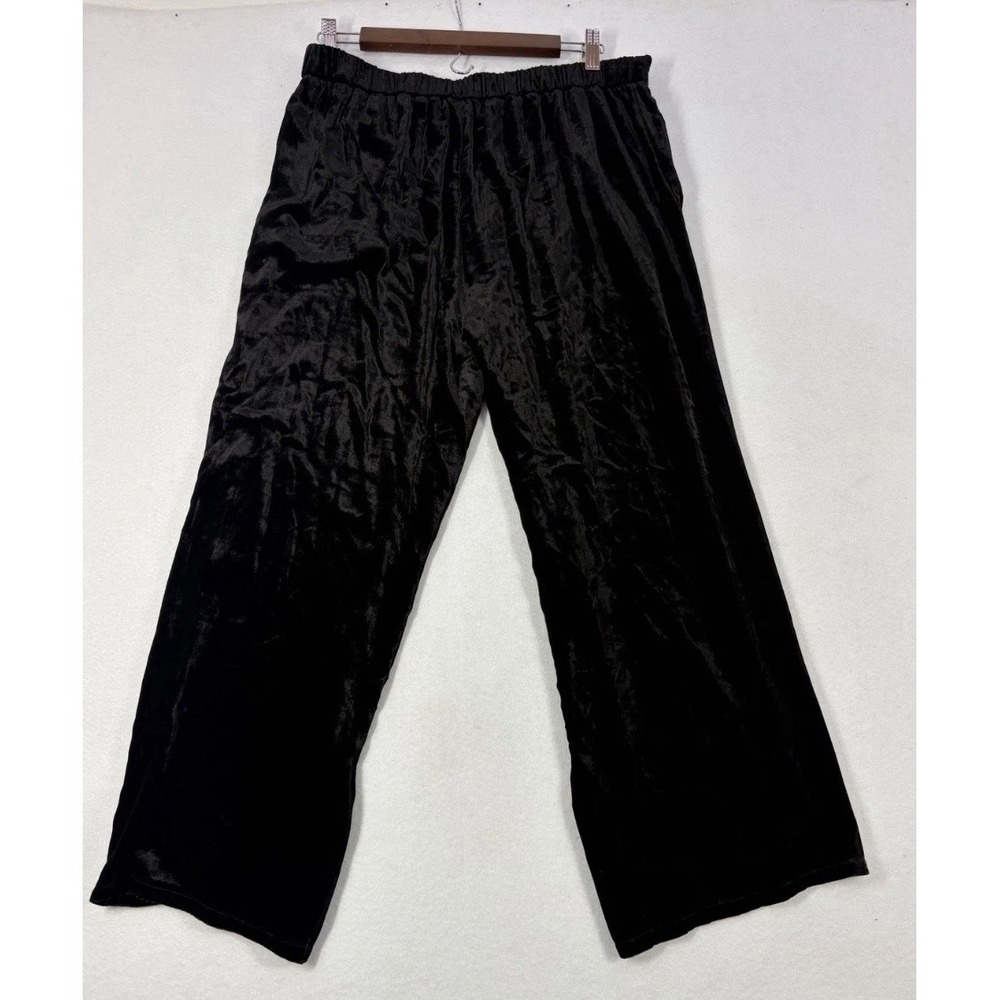 Eileen Fisher Pants Crushed Velvet Silk Blend Wide Leg Ankle Lagenlook Classic M - Picture 5 of 11